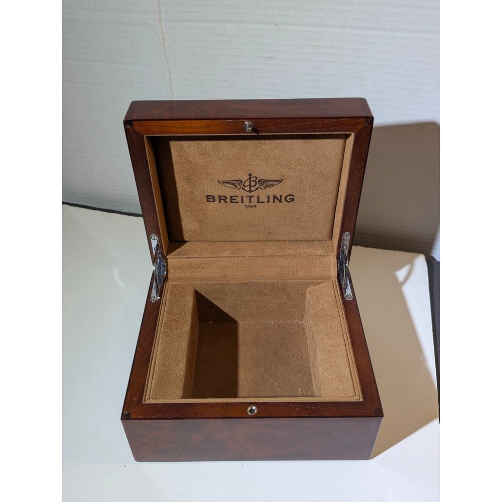 Breitling Luxury Burl Wood Watch Presentation Box High Gloss Timepiece Display - Picture 10 of 12